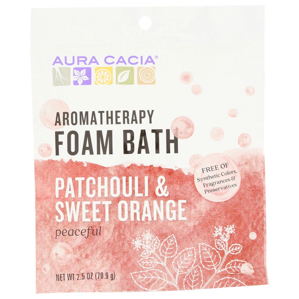 AURA CACIA: Peaceful Patchouli and Sweet Orange Foam Bath, 2.5 oz